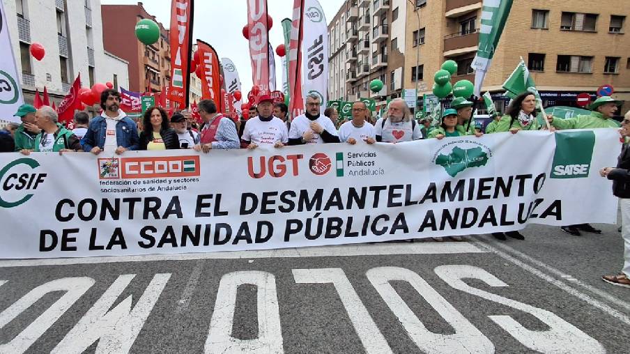 Imagen de la manifestación celebrada el 5 de abril de 2025 en Sevilla. 